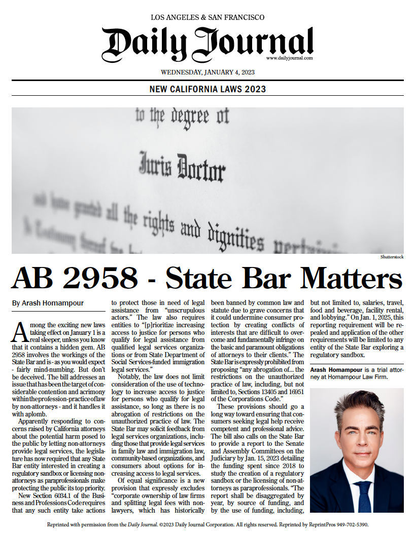 AB 2958 – State Bar Matters